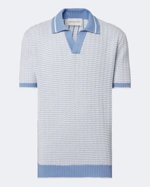 Frescobol Carioca Rino Crochet Cotton Polo Shirt - Blue