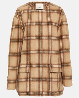 Isabel Marant Checked Wool Blend Coat - Brown