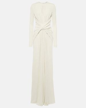 Elie Saab Gathered Cutout Jersey Gown - White