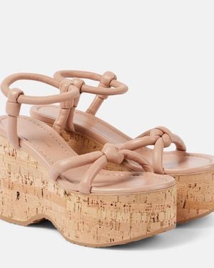 Gianvito Rossi Leather Wedge Sandals - Brown