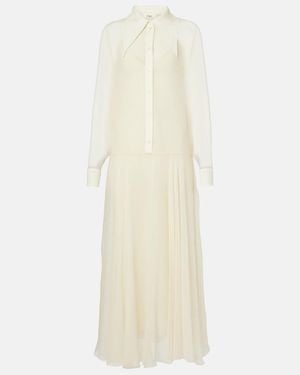 Chloé Silk Chiffon Shirt Dress - White