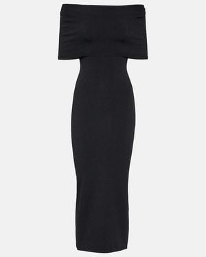 Wardrobe NYC Off-Shoulder Ribbed-Knit Midi Dress - Blue