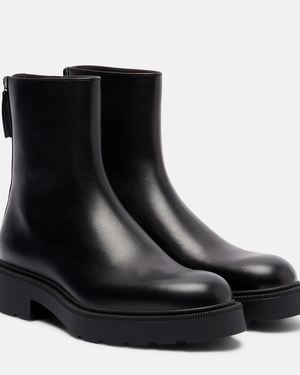 The Row Nobilis Fast Leather Ankle Boots - Black