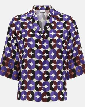 Dries Van Noten Printed Crepe Bowling Shirt - Blue
