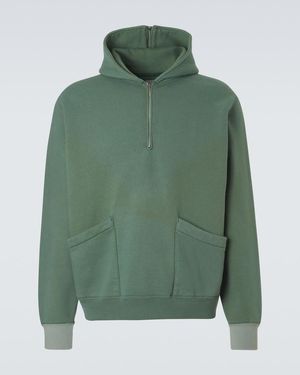 A.PRESSE Vintage Cotton Jersey Half-Zip Hoodie - Green