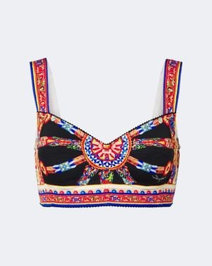 Dolce & Gabbana Carretto Silk-Blend Crop Top - Pink