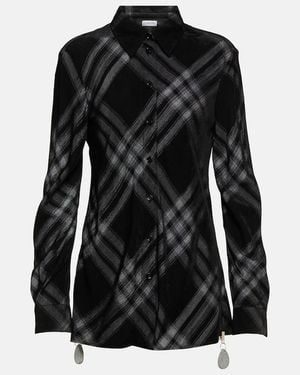 Burberry Check Velvet Shirt - Black