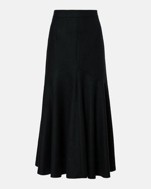 Patou Peplum Wool-Blend Midi Skirt - Black
