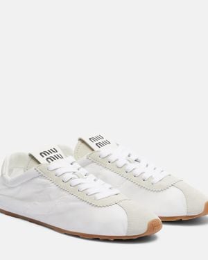 Miu Miu Plume Suede-Trimmed Trainers - White