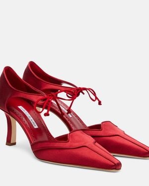 Manolo Blahnik Orata 70 Satin Pumps - Red