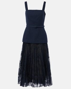 Oscar de la Renta Cotton-Blend Tweed And Guipure Maxi Dress - Blue