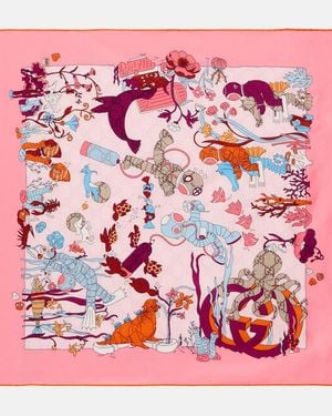Gucci Printed Silk Carré - Red