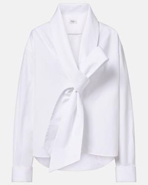 Saint Laurent Bow-Detail Cotton Poplin Blouse - White