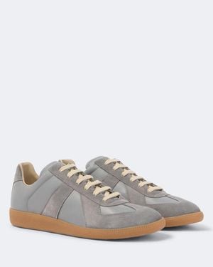 Maison Margiela Replica Suede-Trimmed Leather Sneakers - White
