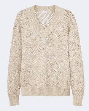 Brunello Cucinelli Pullover Aus Einem Leinengemisch - Natur