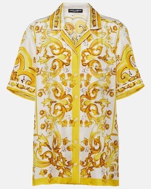 Dolce & Gabbana Majolica Silk Twill Shirt - Metallic