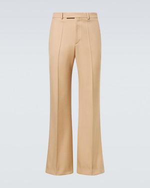 Valentino Virgin Wool Gabardine Flared Trousers - Natural