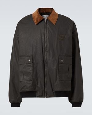 Miu Miu Coated Cotton Poplin Bomber Jacket - Black