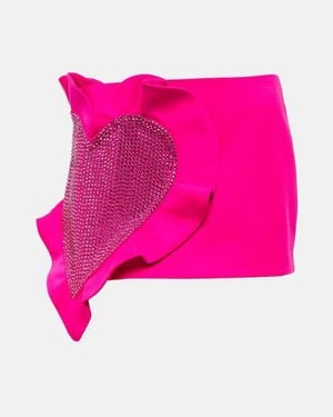 Area Heart Ruffle Wool Miniskirt - Pink