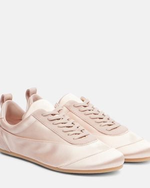 Jil Sander Floor Suede-Trimmed Satin Sneakers - Pink