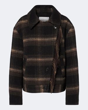 Isabel Marant Galeane Plaid Wool-Blend Jacket - Black