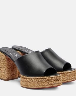 Christian Louboutin Calakala 85 Leather Platform Mules - Black