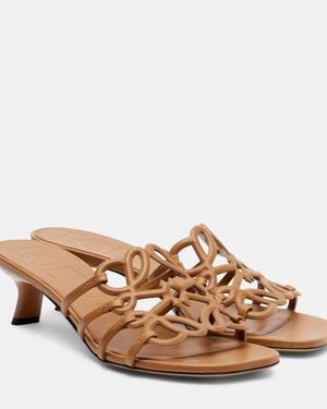 Loewe Petal Anagram 45 Leather Mules - Brown