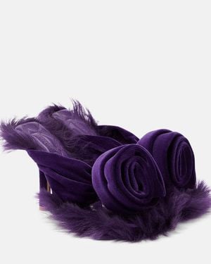 Burberry Step Rose Velvet Thong Sandals - Purple