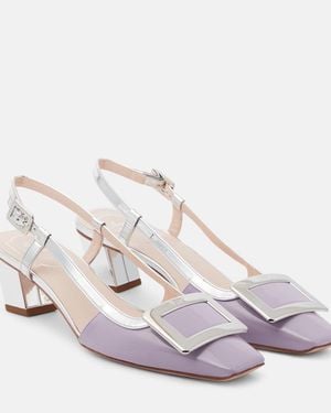 Roger Vivier Belle Vivier Leather Slingback Pumps - Purple