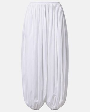 Alaïa Striped Cotton Poplin Balloon Trousers - White