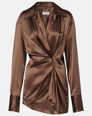 Dries Van Noten Draped Silk-Blend Shirt - Brown