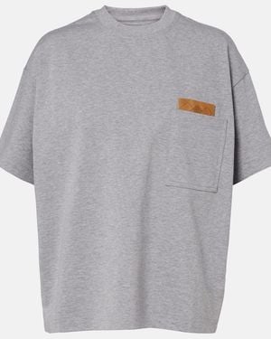 Bottega Veneta Intrecciato Cotton-Blend Jersey T-Shirt - Grey
