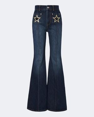 Dolce & Gabbana Faded Patch-Applique Flared Jeans - Blue