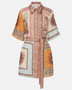 ALÉMAIS Alberta Printed Linen Shirt Dress - White
