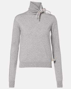 Area Pull A Col Roule En Coton Et Cachemire A Ornements - Gris