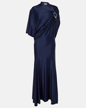 Rabanne Embellished Satin Midi Dress - Blue