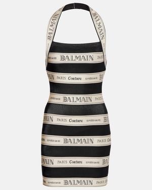 Balmain Short Dress With Open Back - Black