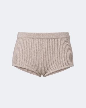 Magda Butrym Ribbed-Knit Wool Shorts - Natural