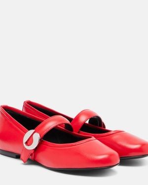 Coperni Belt Leather Mary Jane Flats - Red