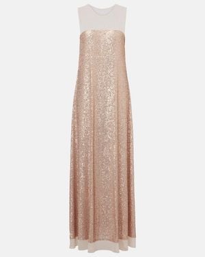 Norma Kamali Floral-Applique Sequined Gown - Natural