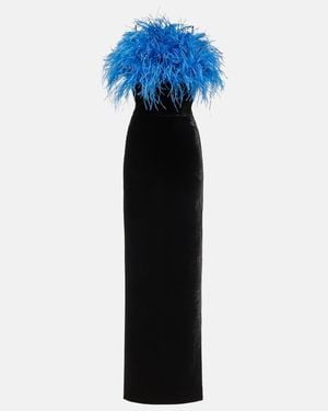 Rasario Feather-Trimmed Gown - Blue
