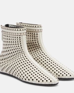 Isabel Marant Ferix Laser-Cut Leather Ankle Boots - White