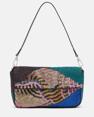 STAUD Timmy Beaded Shoulder Bag - Metallic