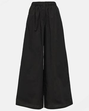 Max Mara Navigli High-Rise Cotton Wide-Leg Trousers - Black