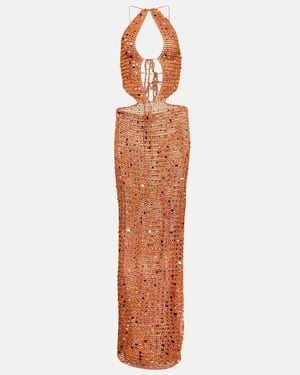 AYA MUSE Morel Cutout Sequined Maxi Dress - Orange