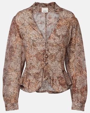 Isabel Marant Celeny Printed Cotton Voile Blouse - Brown