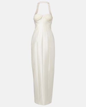 Danielle Frankel Bridal Lette Wool And Silk Bustier Gown - White