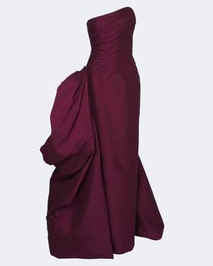 Marmar Halim Vestido Bustier De Tafetan Drapeado - Morado
