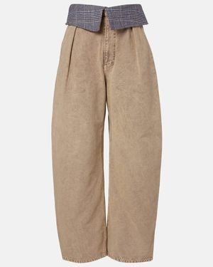 Loewe Wool-Trimmed Barrel-Leg Jeans - Natural