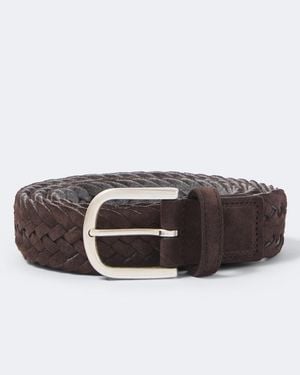 Canali Braided Suede Belt - Brown